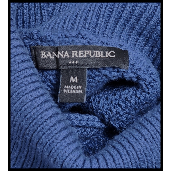 Banana Republic Long Knit Turtleneck Sweater Vest Open Belted Sides Blue Medium - Picture 6 of 11